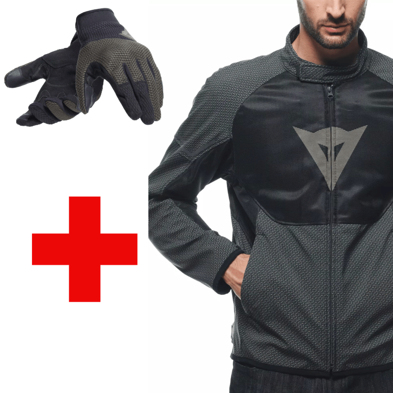 1+ 1 COMBO DAINESE IGNITE AIR E GUANTO TORINO TEX,Giacca Tessuto DAINESE