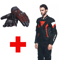 1+1 COMBO DAINESE AVRO TEX ROSSA + GUANTO UNRULY,Giacca Tessuto DAINESE