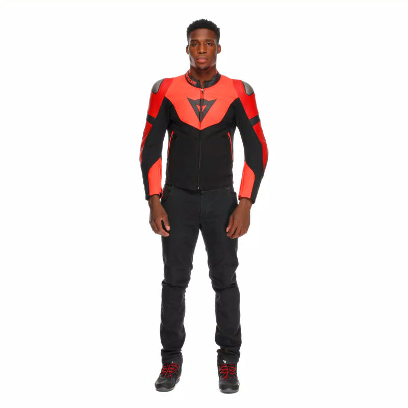 DAINESE GIACCA IPERATTIVA PELLE TESSUTO FLUO,Giacca Pelle DAINESE