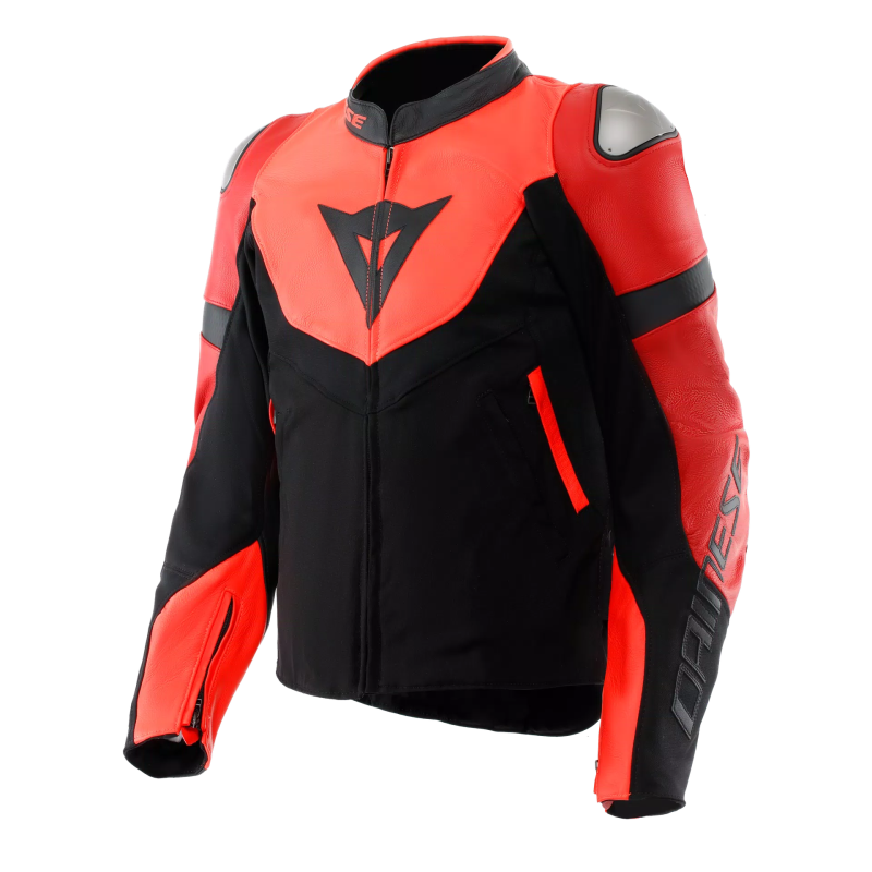 DAINESE GIACCA IPERATTIVA PELLE TESSUTO FLUO,Giacca Pelle DAINESE