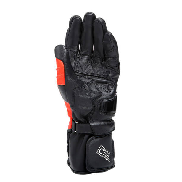 DAINESE CARBON 4 LUNGO NERO ROSSO FLUO,Guanto Pelle DAINESE