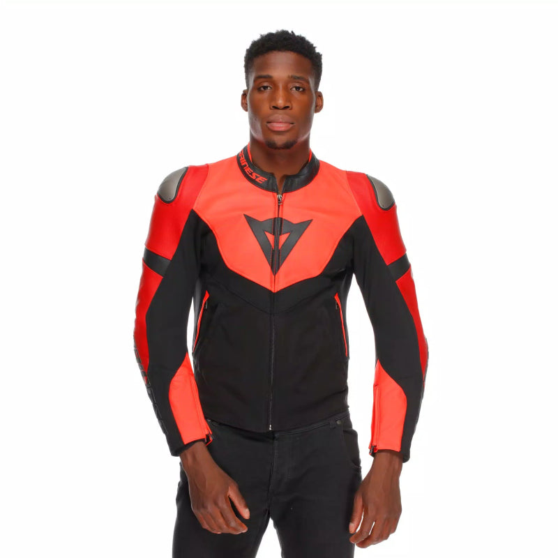 DAINESE GIACCA IPERATTIVA PELLE TESSUTO FLUO,Giacca Pelle DAINESE