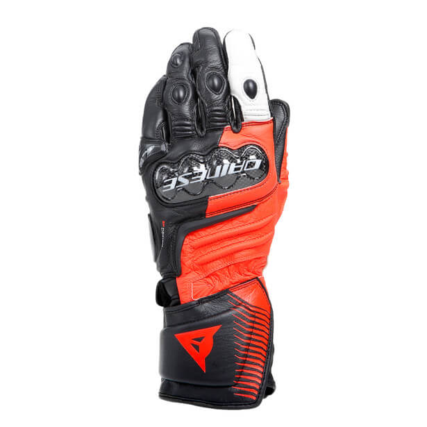 DAINESE CARBON 4 LUNGO NERO ROSSO FLUO,Guanto Pelle DAINESE